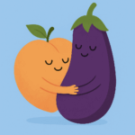 Una fruta y una hortaliza se abrazan cariñosamente